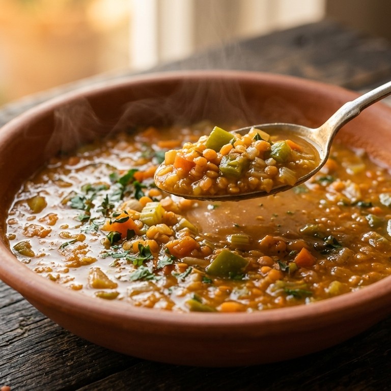 Rietjes vegetarische linzen-groentesoep recept