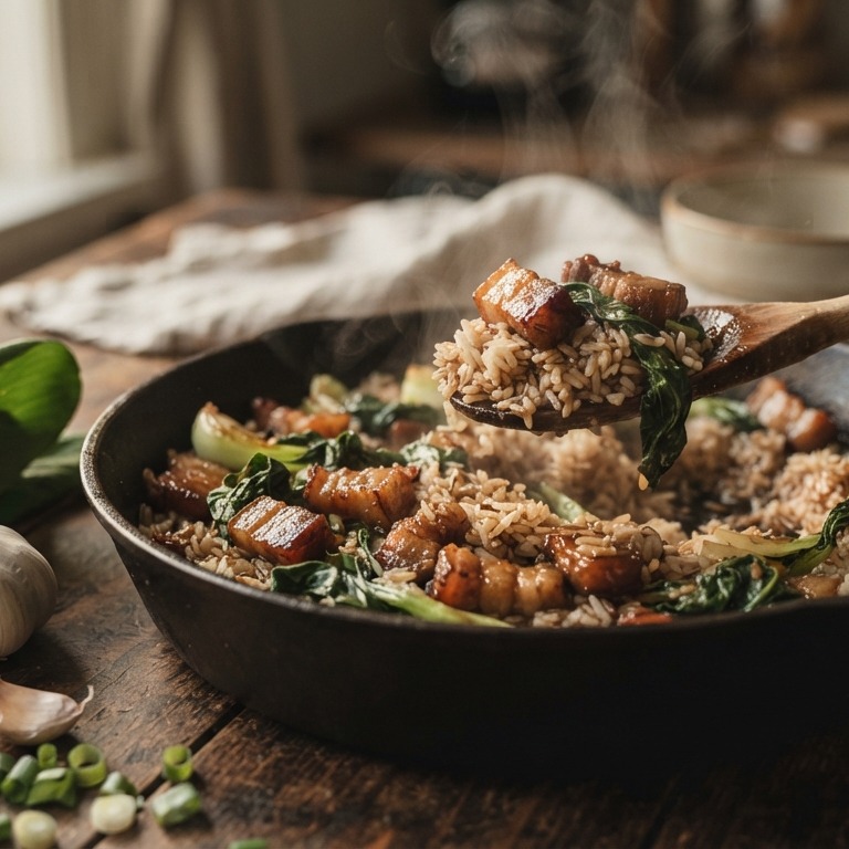 Rijst met Paksoi en zoutvlees recept