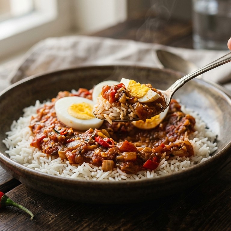Rijst met pittige tomatensaus recept