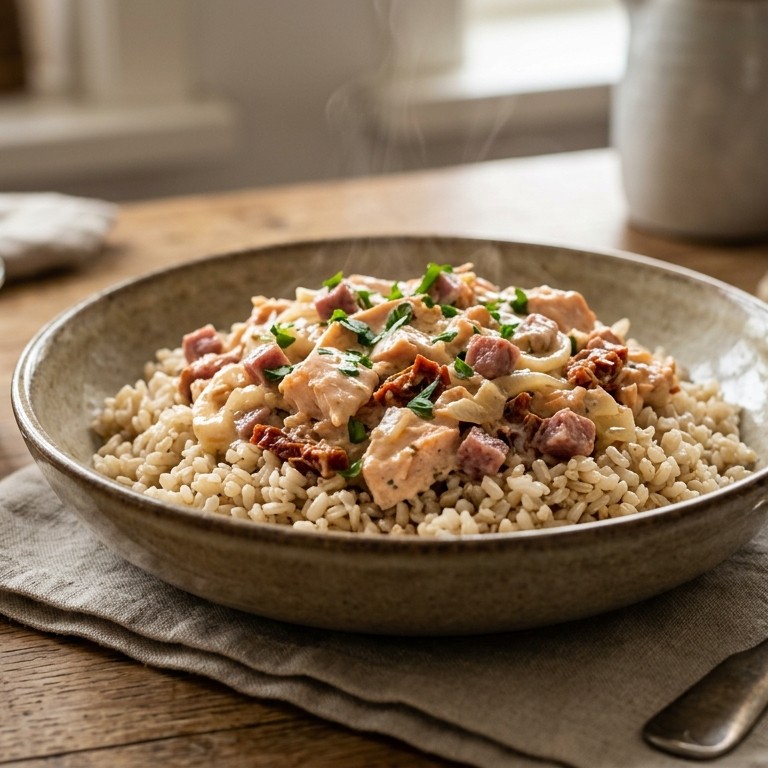 Rijst met zalmsaus recept