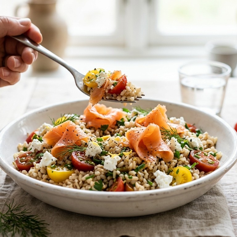 Rijstsalade met gerookte zalm recept