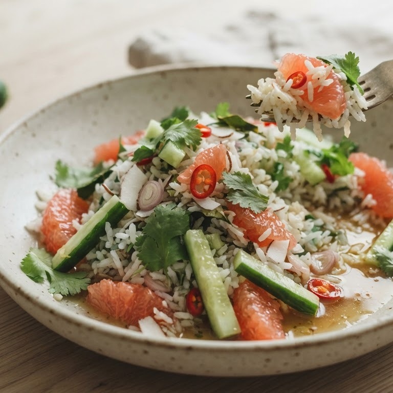 Rijstsalade met grapefruit en komkommer recept