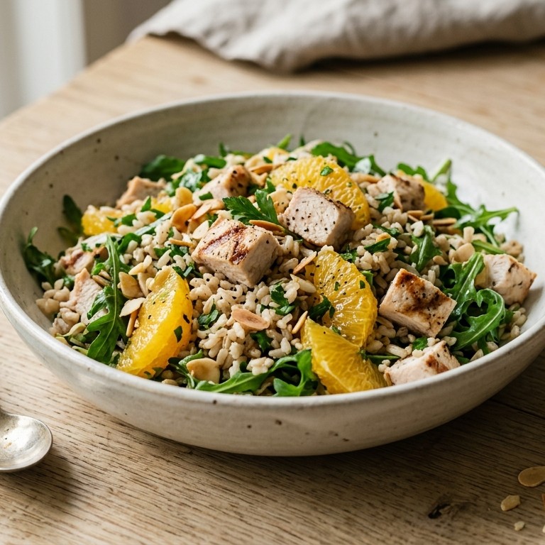 Rijstsalade met kip en sinaasappel recept