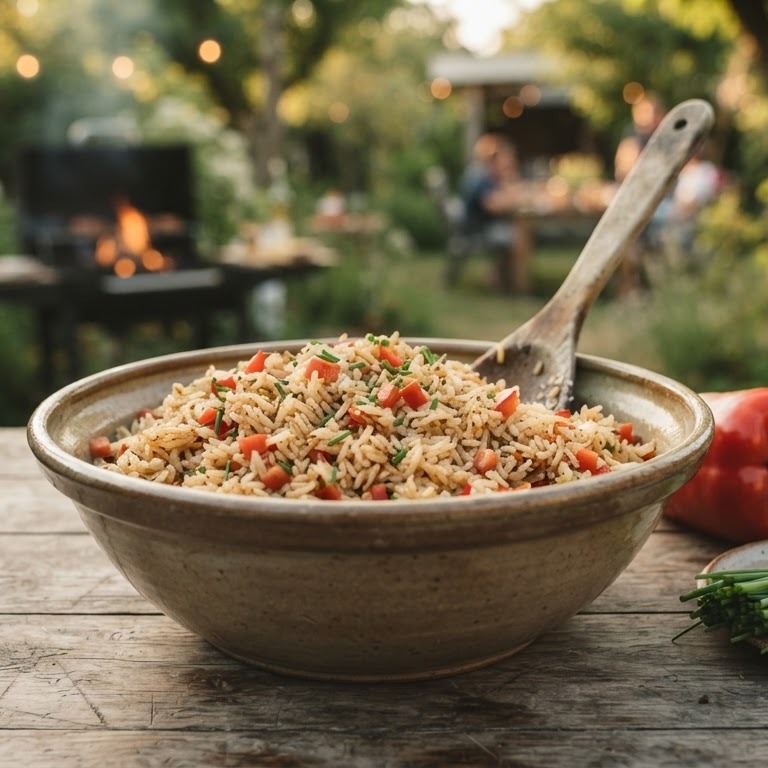 Rijstsalade voor bij de bbq, gourmet, enz recept
