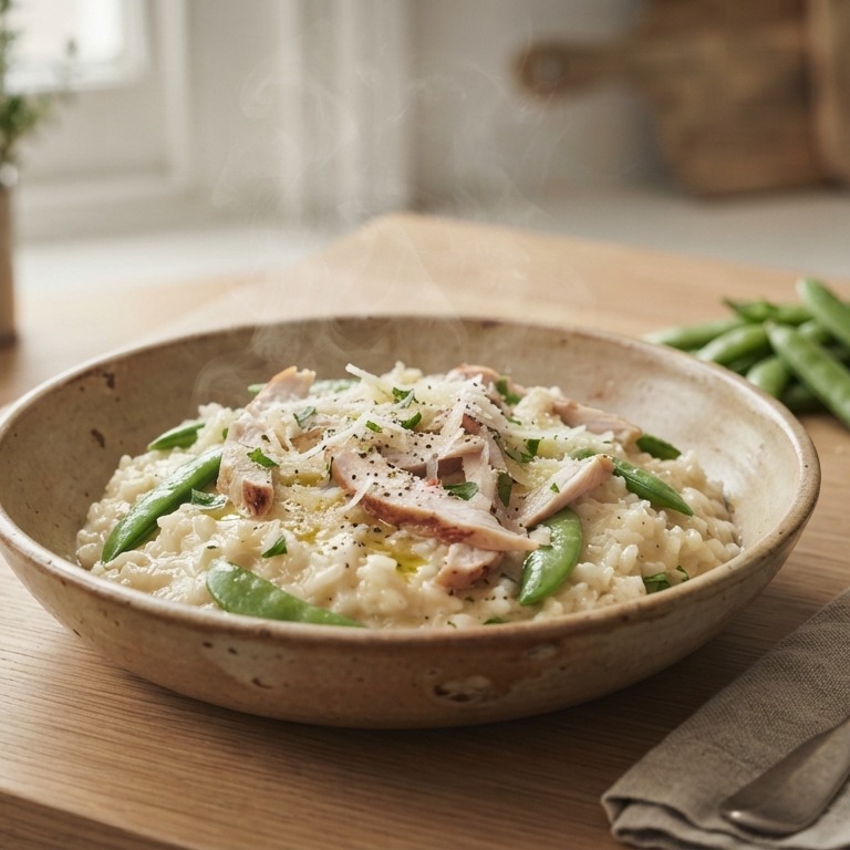 Risotto met gerookte kip recept