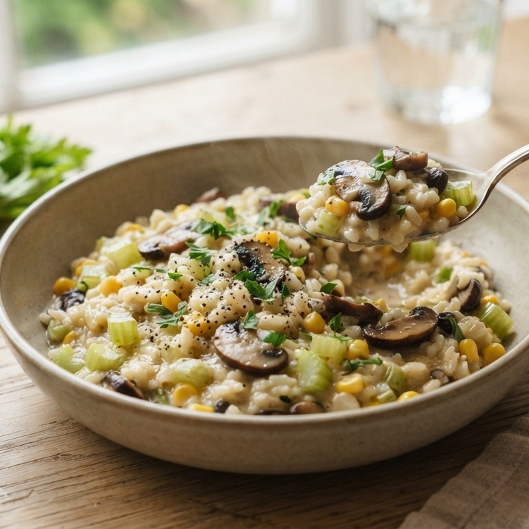 Risotto met kastanjechampignons en bleekselderij recept