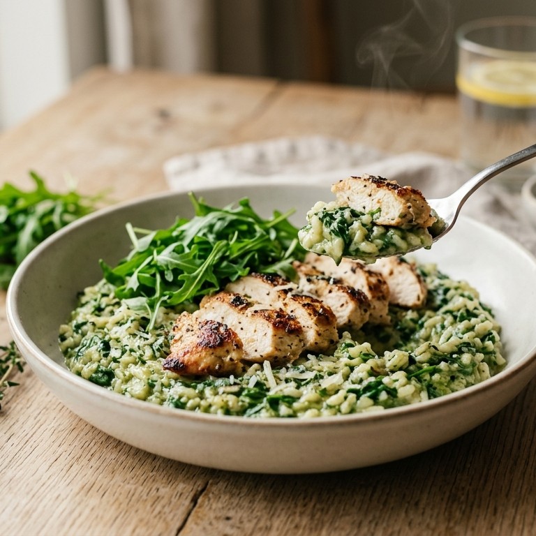Risotto met spinazie en kip recept