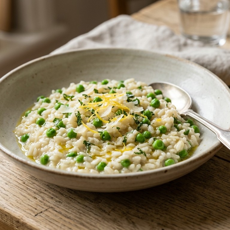 Risotto met verse doperwtjes recept