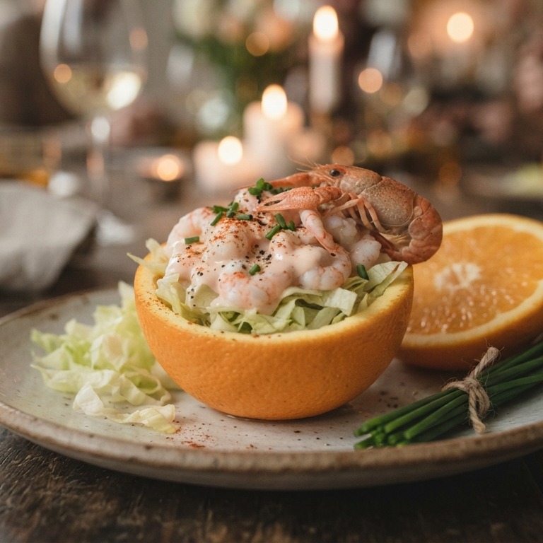 Rivierkreeftencocktail in een sinaasappel recept