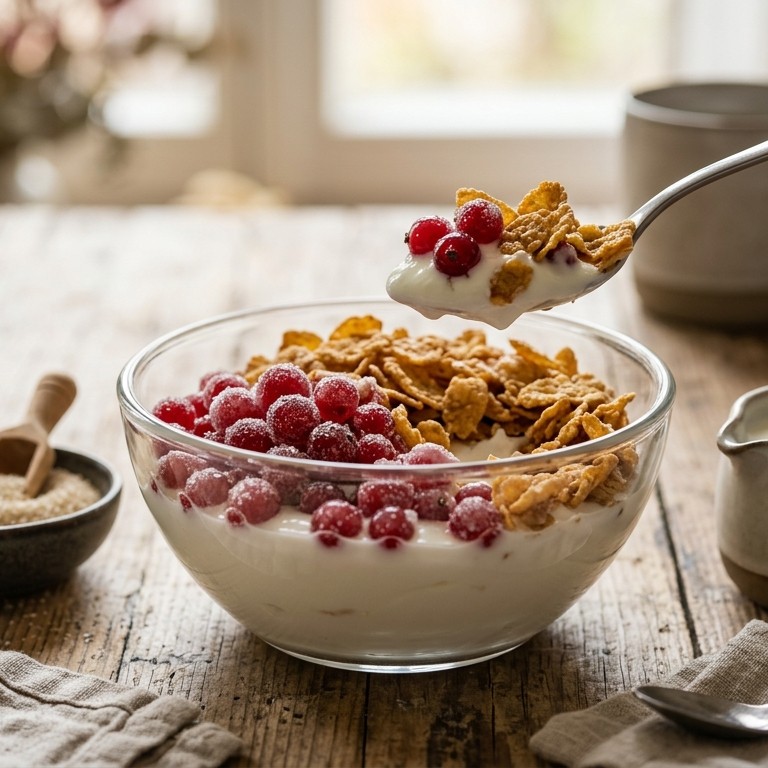 Rode bessen met cornflakes recept