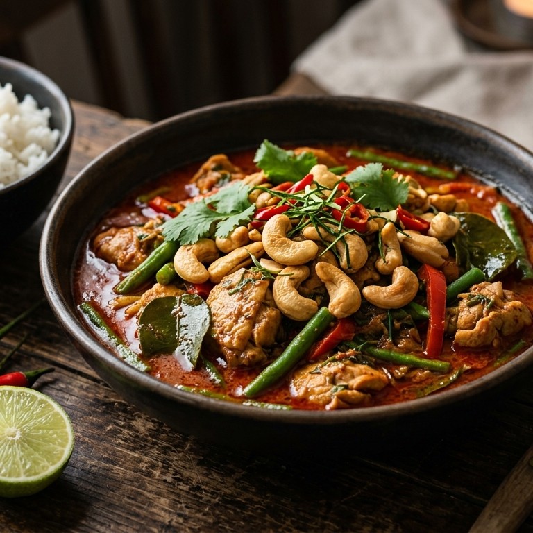 Rode kipcurry met cashewnoten recept