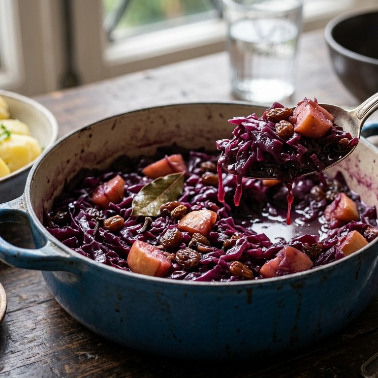 Rode kool met appel en rozijnen recept