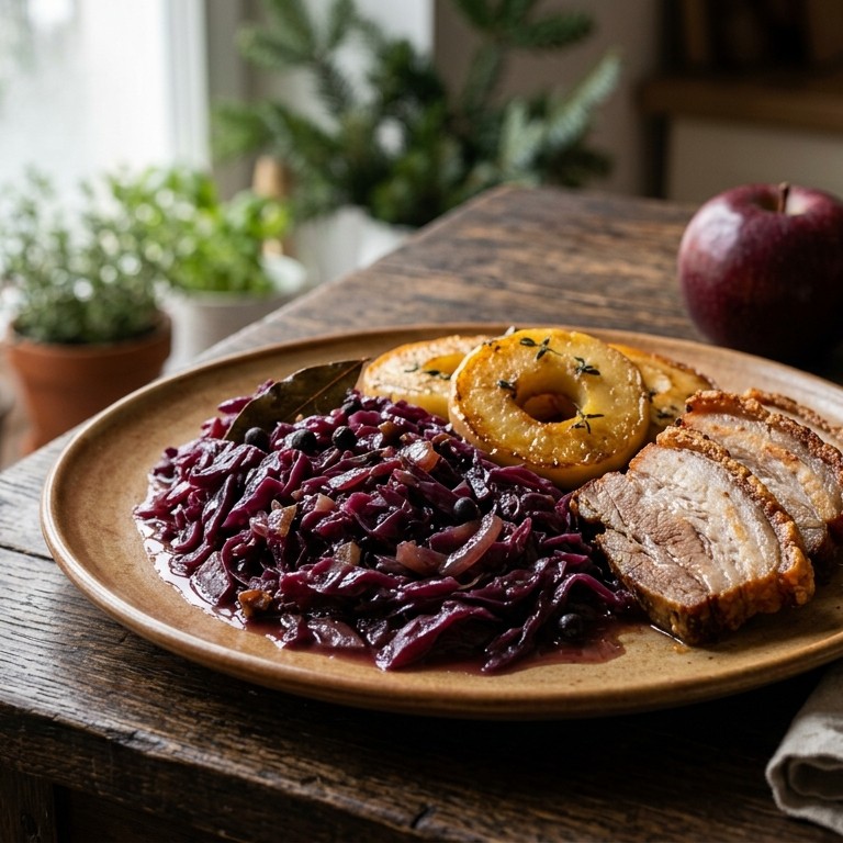 Rode kool met gebakken appeltjes en speklapjes recept