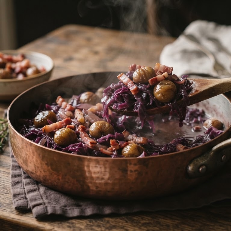 Rode kool met kastanjes en kalfsbouillon recept
