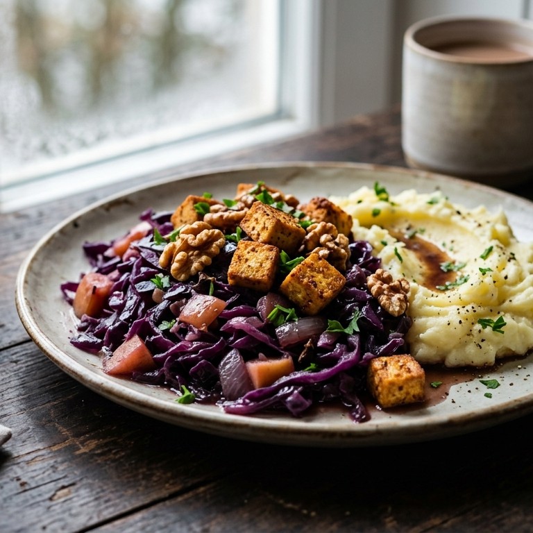 Rode kool met walnoten en tofu recept