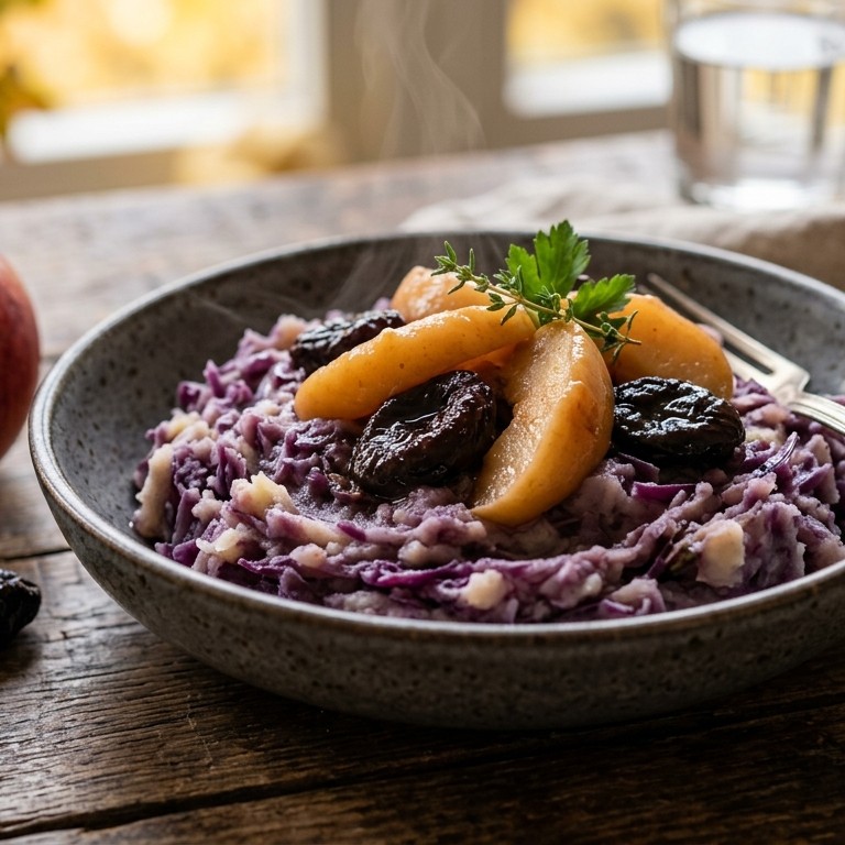 Rode kool stamppot met appel en pruimen recept