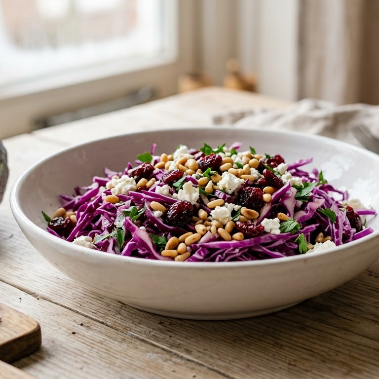 Rode koolsalade met feta recept