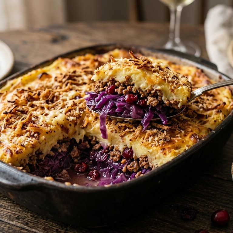 Rode koolschotel met gehakt en cranberry's recept