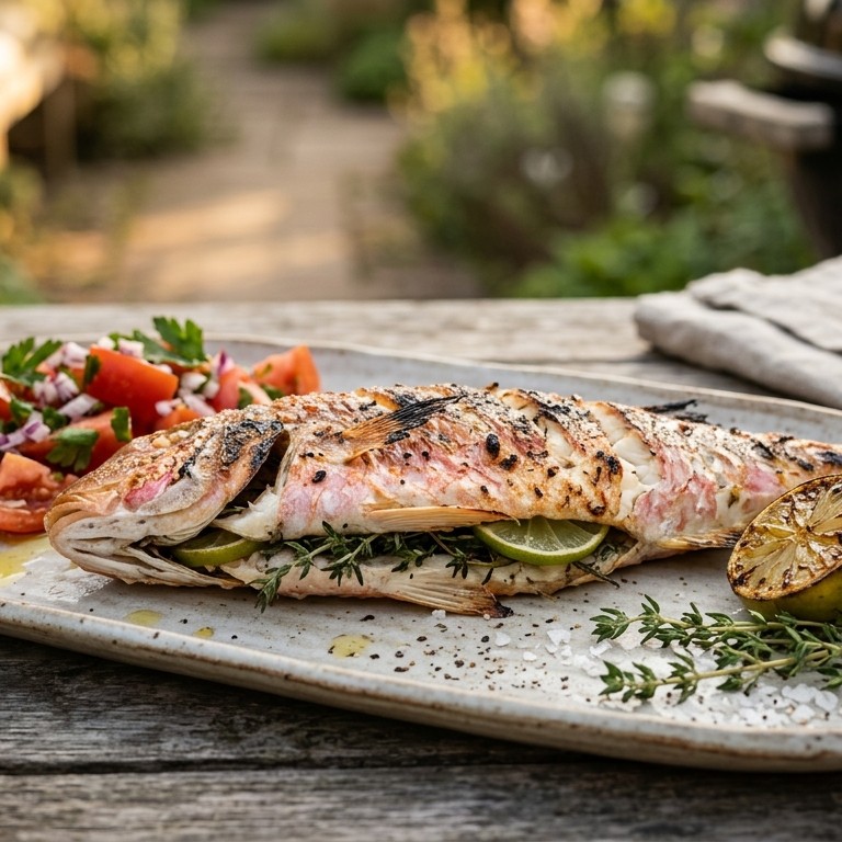 Rode mul met limoen op de grill recept