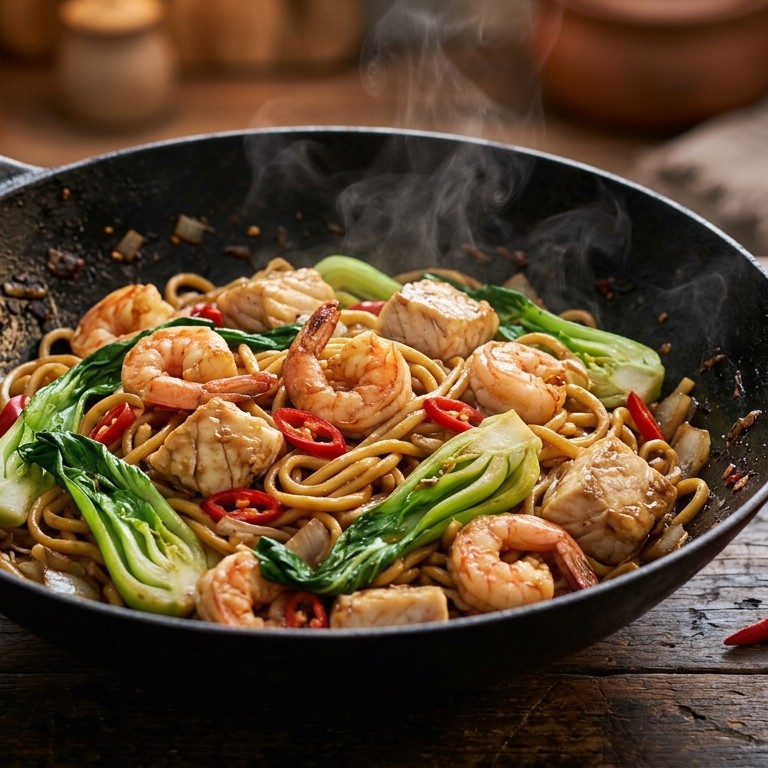 Roerbak garnalen met paksoi recept
