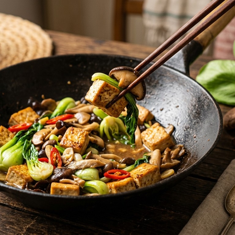 Roerbak paddestoelen en tofu recept
