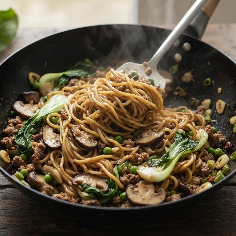 Roerbakmie met paddestoelen recept