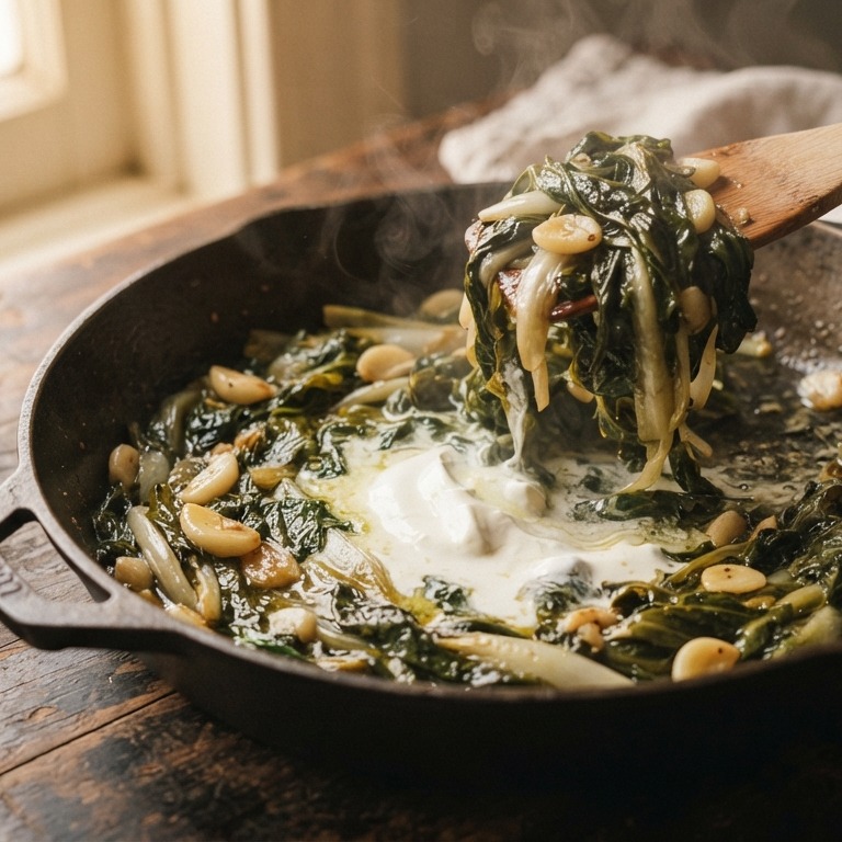 Roergebakken andijvie met knoflook recept