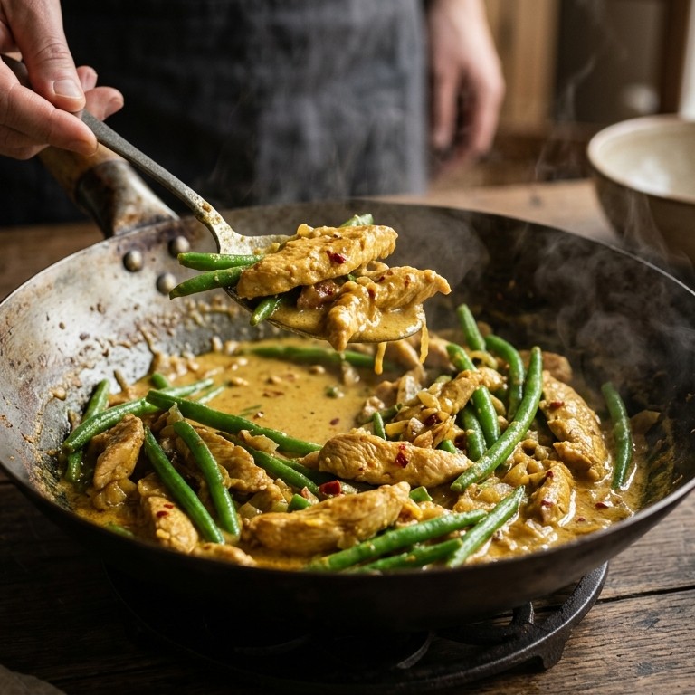 Roergebakken kip met sperziebonen voor 2 personen recept