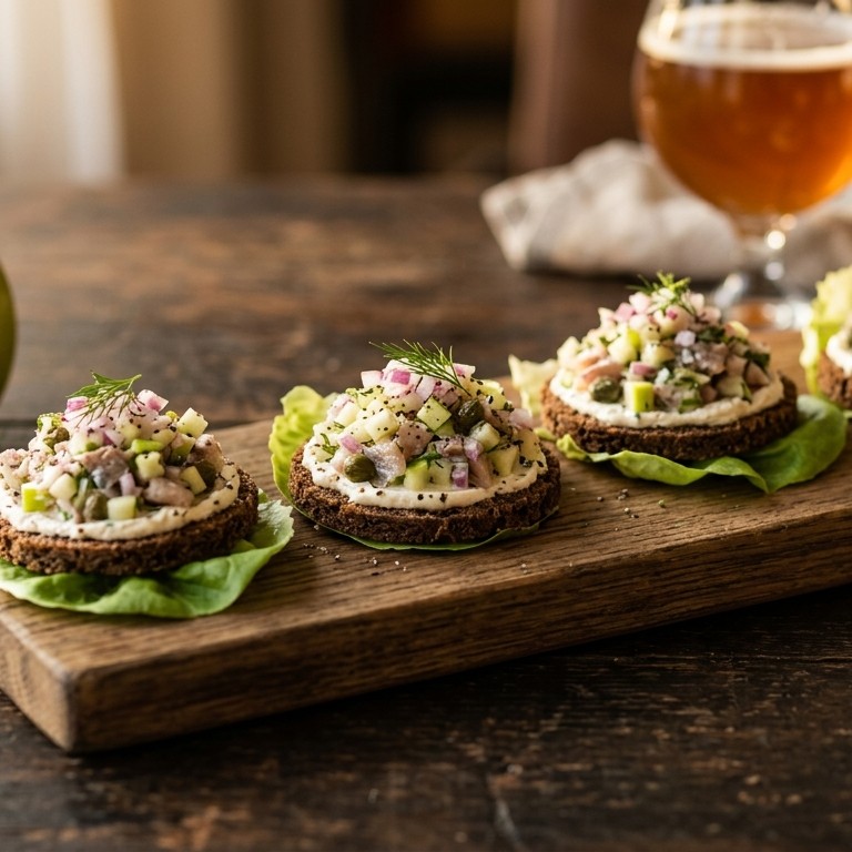 Roggebroodrondjes met haringtartaar recept