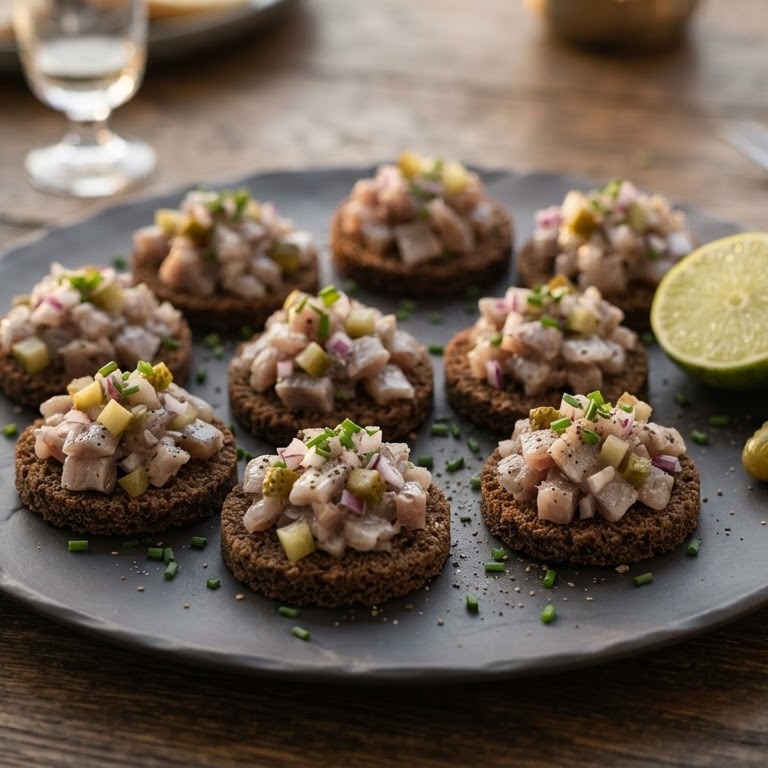 Roggebroodrondjes met haringtartaar recept