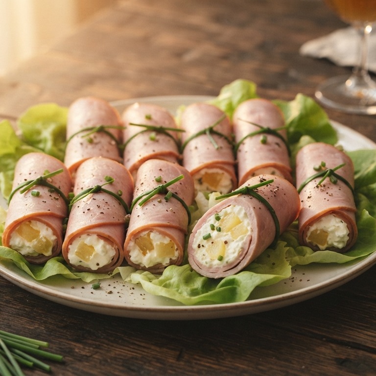 Rolletjes met ham en ananas recept