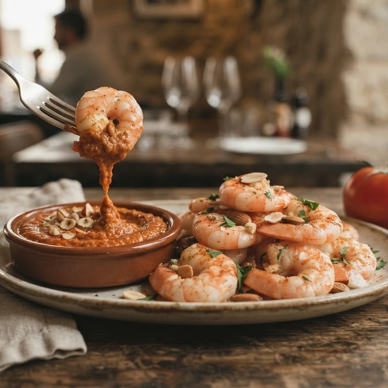 Romesco de langostinos: reuzengarnalen met romescosaus recept