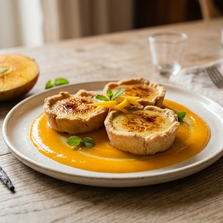 Romig taartje met mangosaus recept
