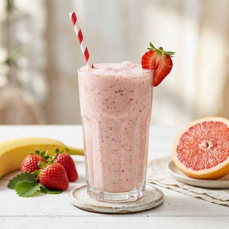 Romige aardbei-banaanmilkshake recept