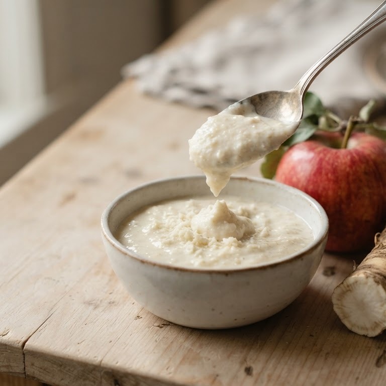 Romige appel-mierikswortelsaus recept