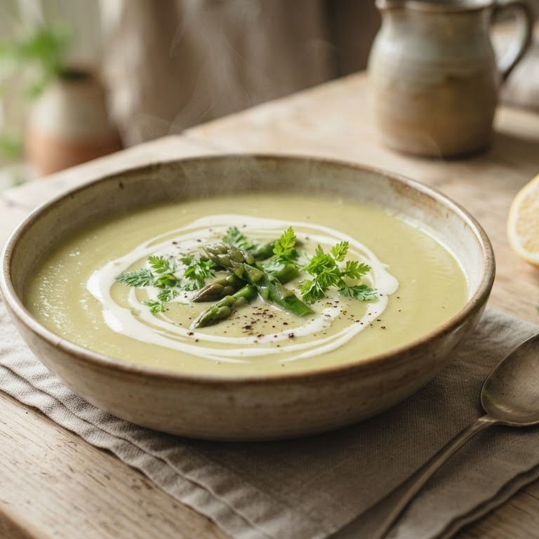 Romige groene aspergesoep recept