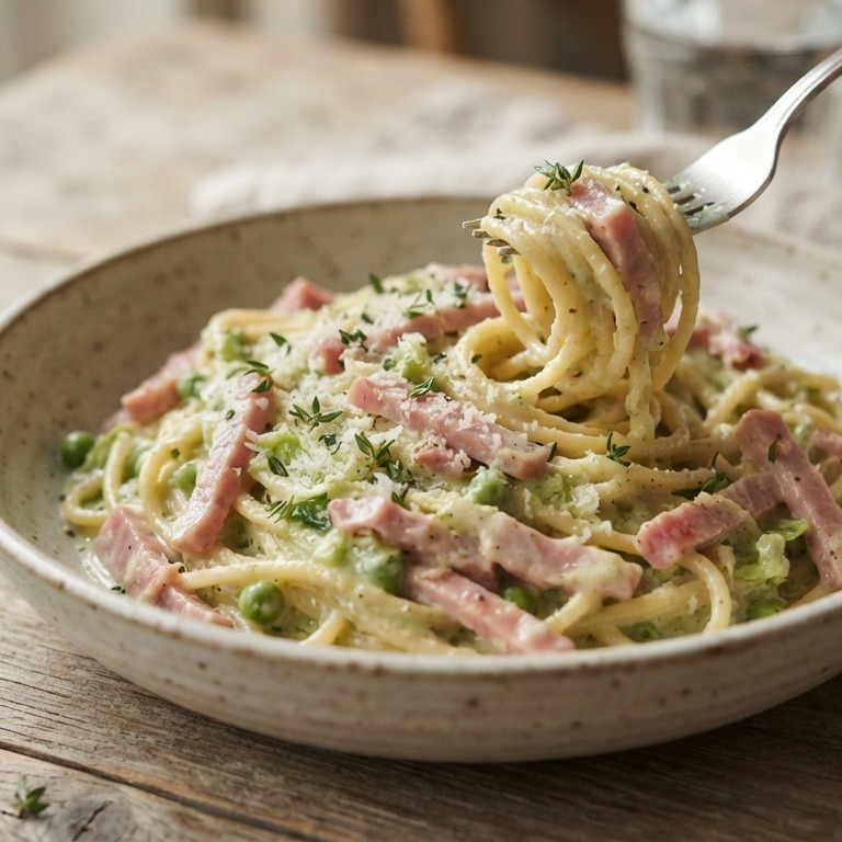 Romige groene saus met hamreepjes recept