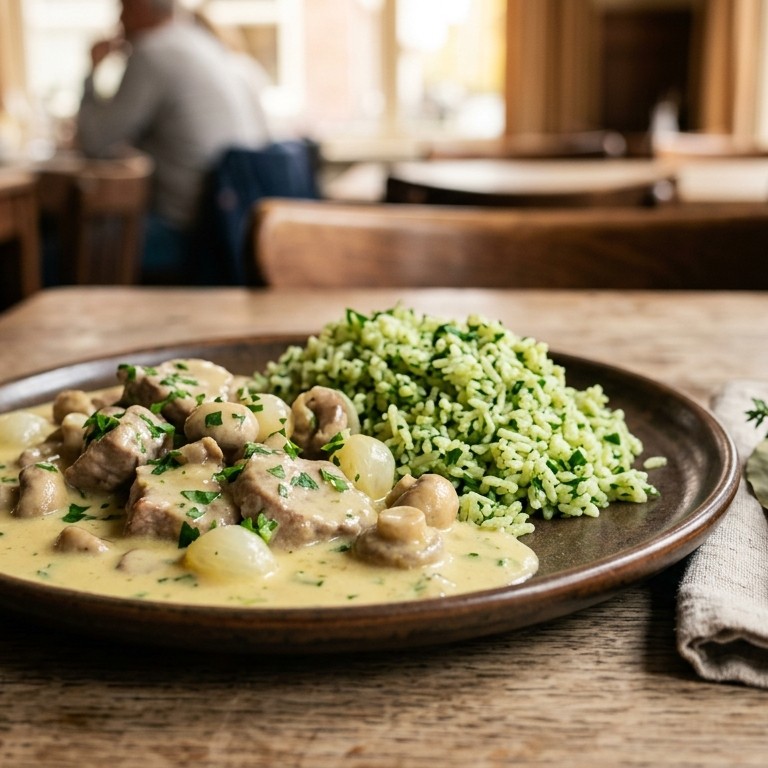 Romige kalfsragout met peterselierijst recept