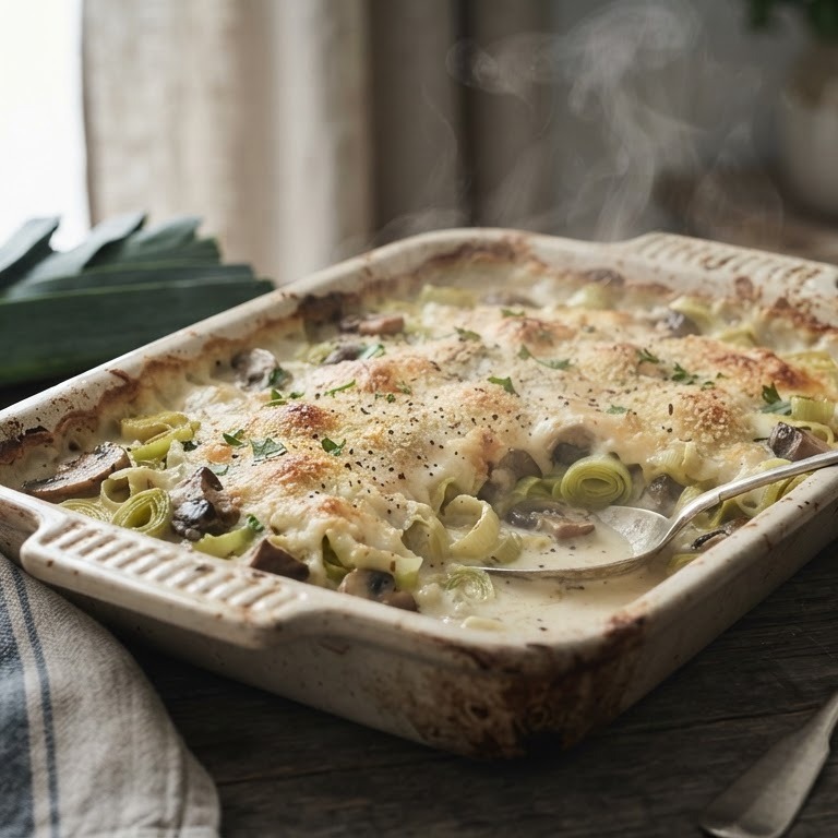 Romige prei-champignon schotel recept