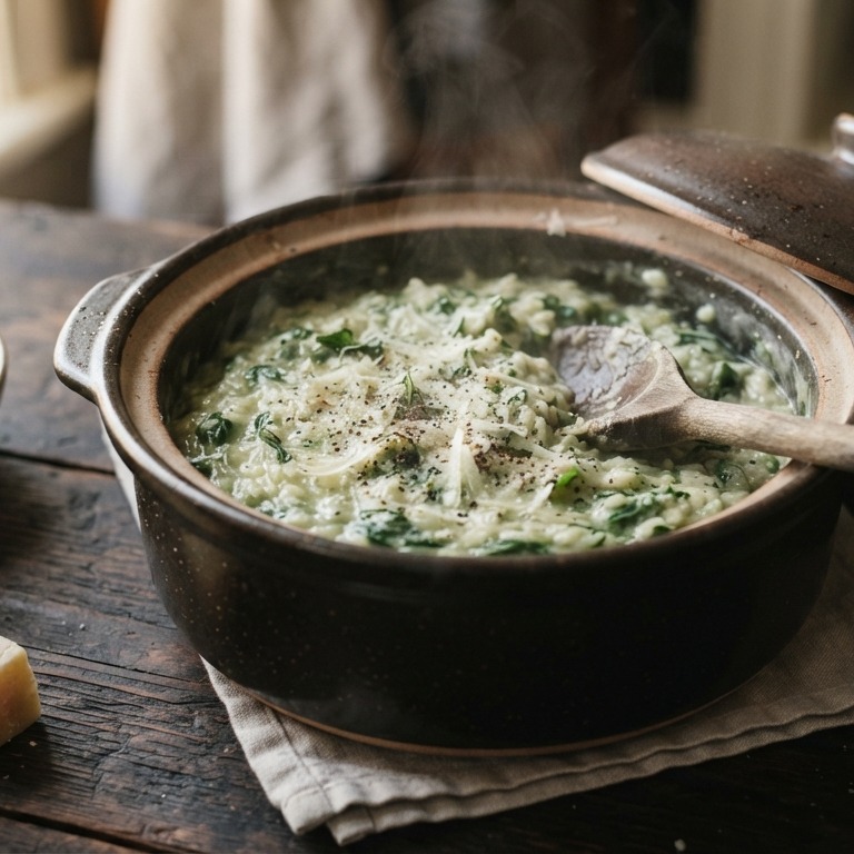 Romige risotto met spinazie [slowcooker] recept