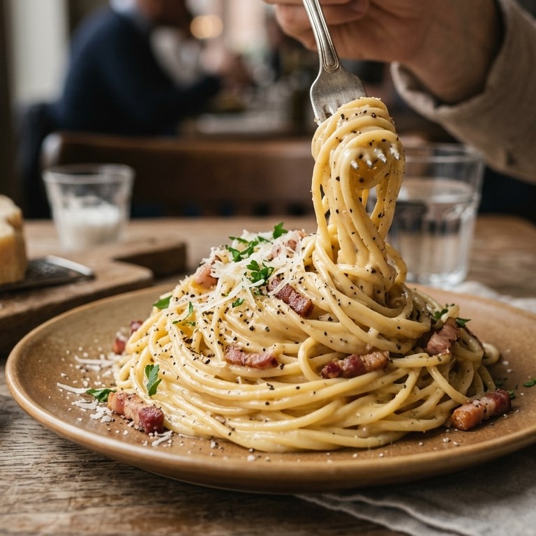 Romige spaghetti alla carbonara recept