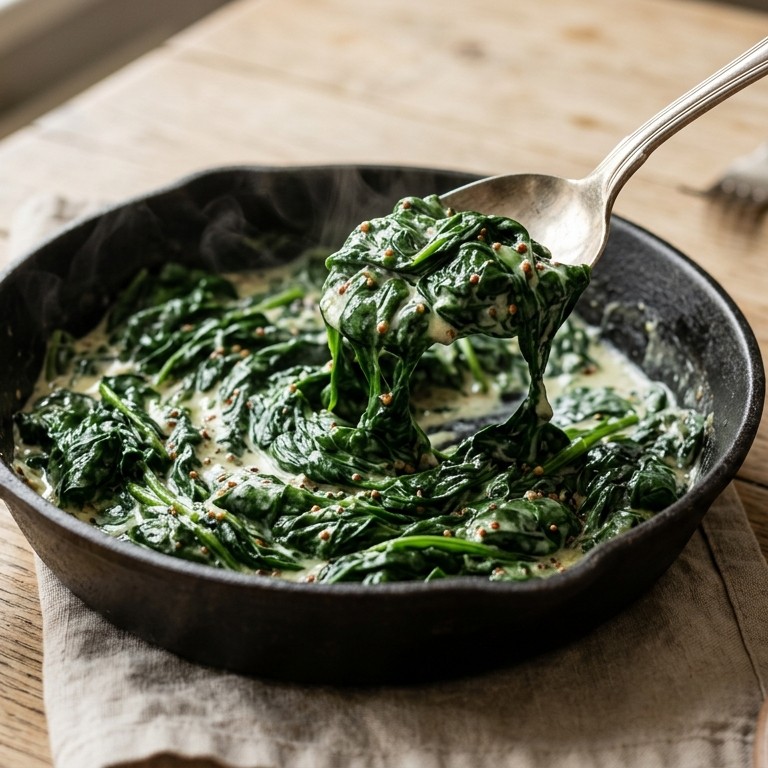 Romige spinazie met knoflook recept