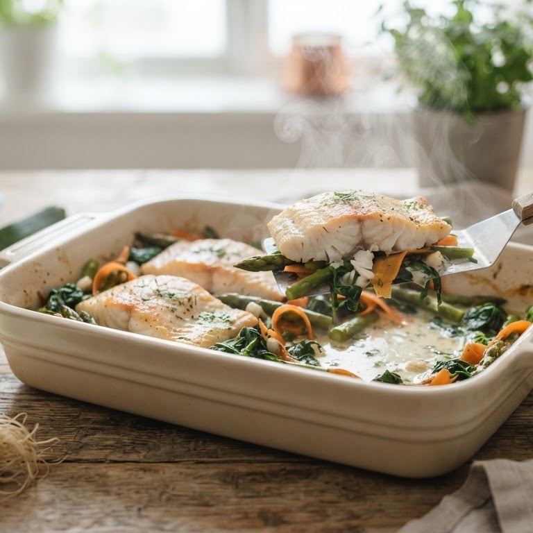 Roodbaars met spinazie en asperges recept