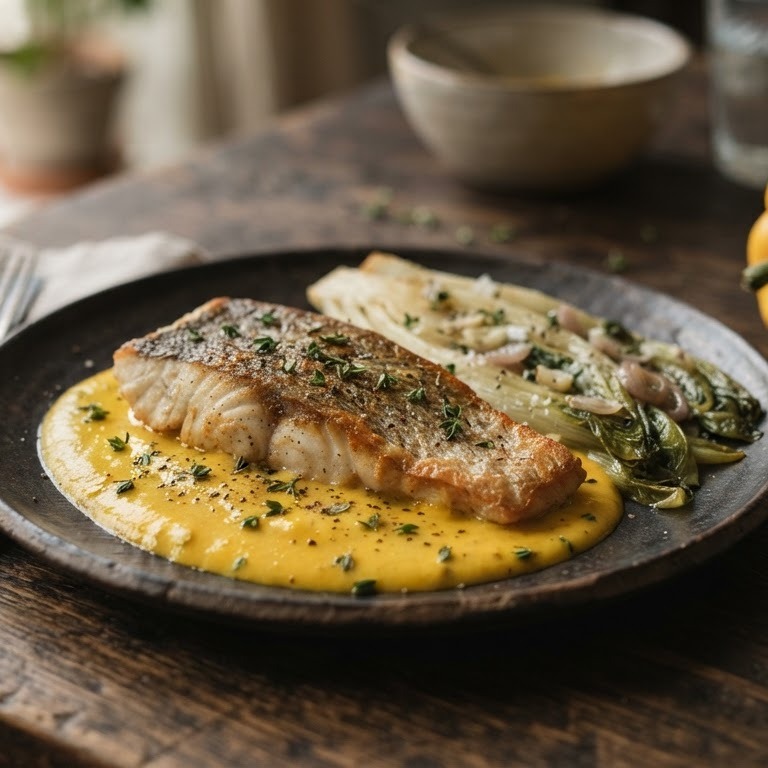 Roodbaarsfilet met gele paprikasaus recept