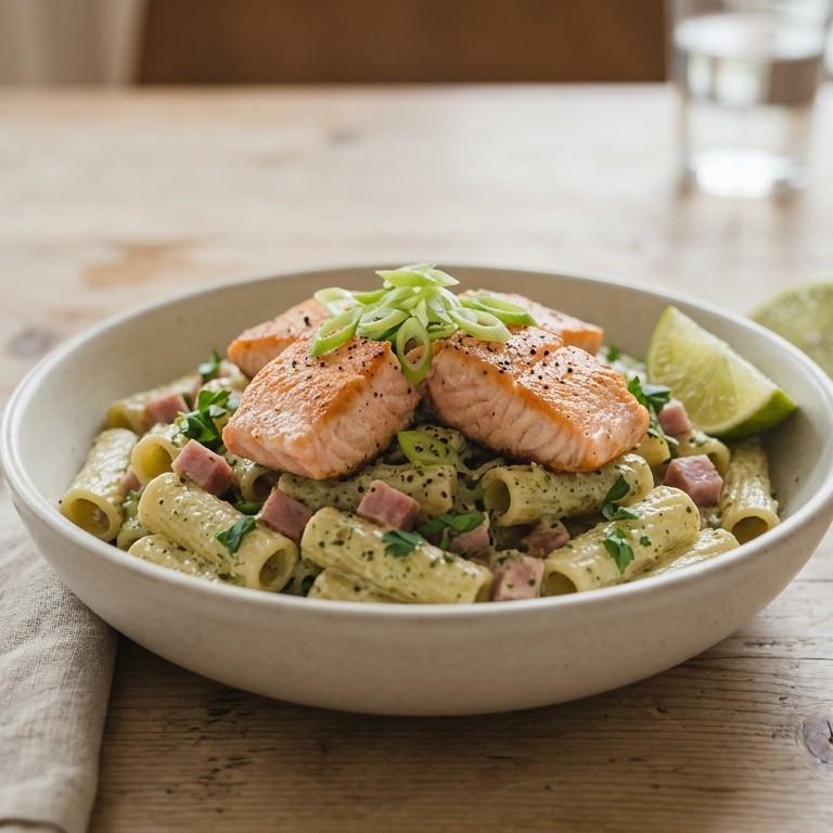 Room pesto pasta met zalm recept