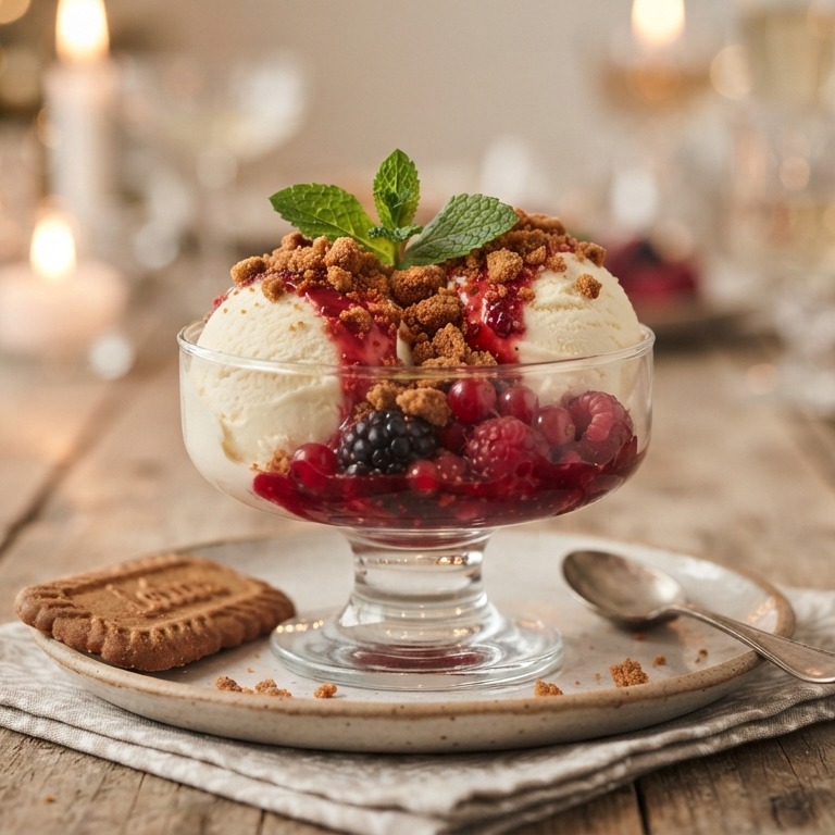 Roomijs met bastogne en rood fruit saus recept