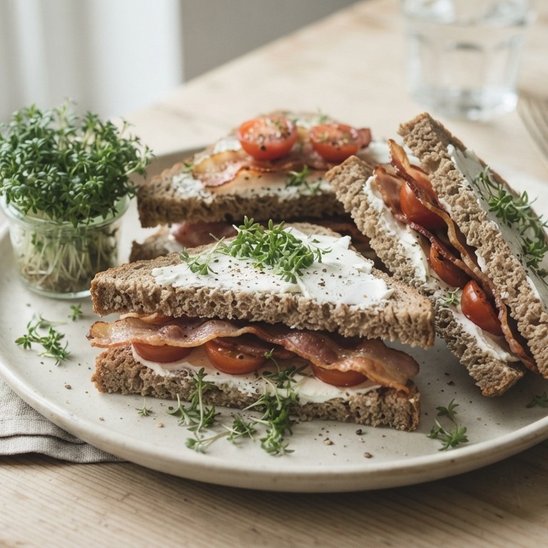 Roomkaassandwiches met bacon en tomaat recept
