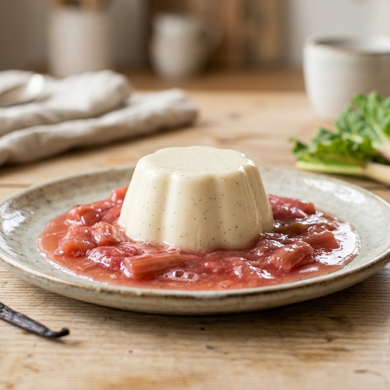 Roompudding met rabarbercompote recept