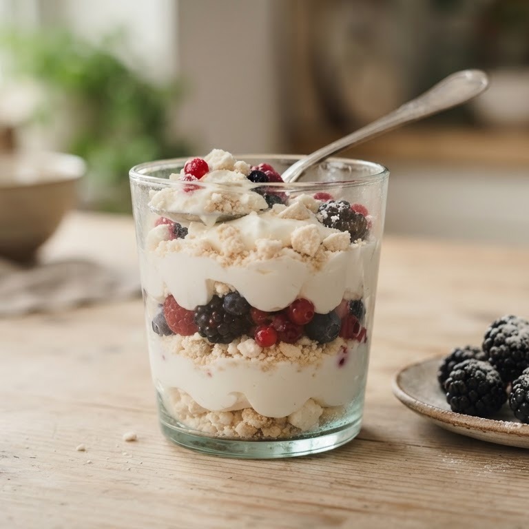 Roomyoghurt met schuimkoekjeskruimels recept