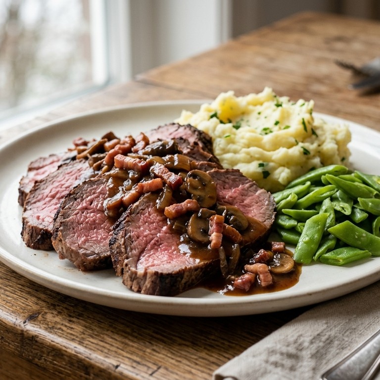 Rosbief met jachtsaus recept